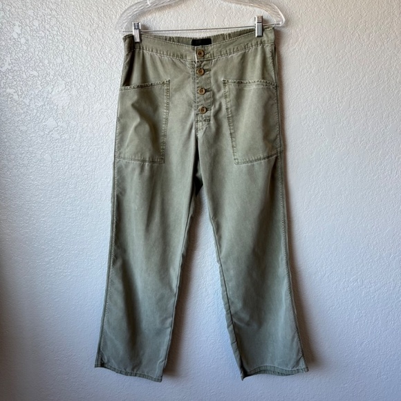 RtA Theodora ankle length army green distressed soft cotton pants - Picture 2 of 11
